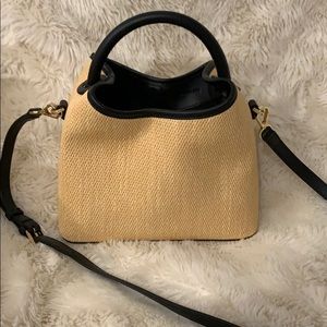 Elleme Baozi Bag in Rafia with Black Leather